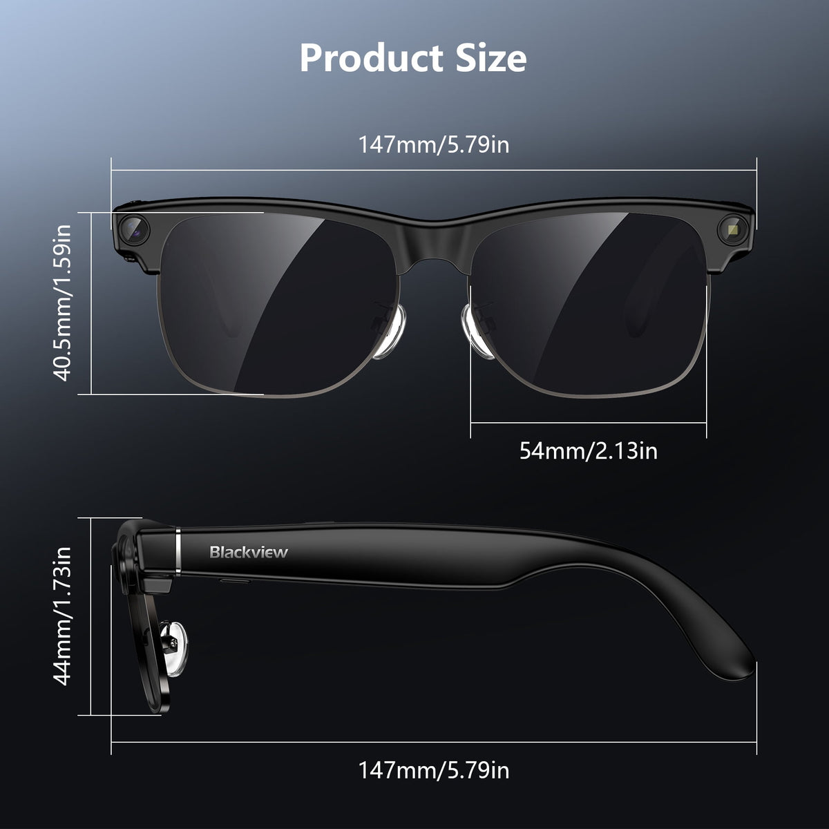 BLACKVIEW AI Camera Smart Sunglasses for Travel and Driving, 1200P Video Recording, Real-Time Translation, Open-Ear Audio, Polarized Lens