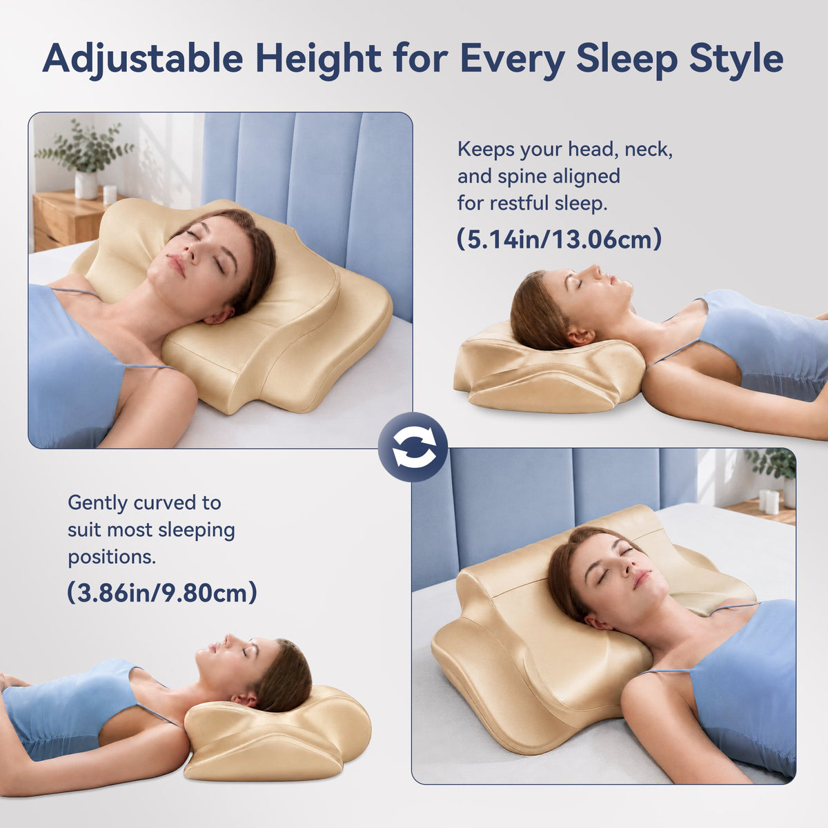 Cervical Neck Pillow - Ergonomic Side Sleeper Pillow for Pain Relief, Contour Cervical Pillow for Sleeping, Memory Foam Pillows for Neck Support, Orthopedic Bed Pillow for Back Stomach Sleepers