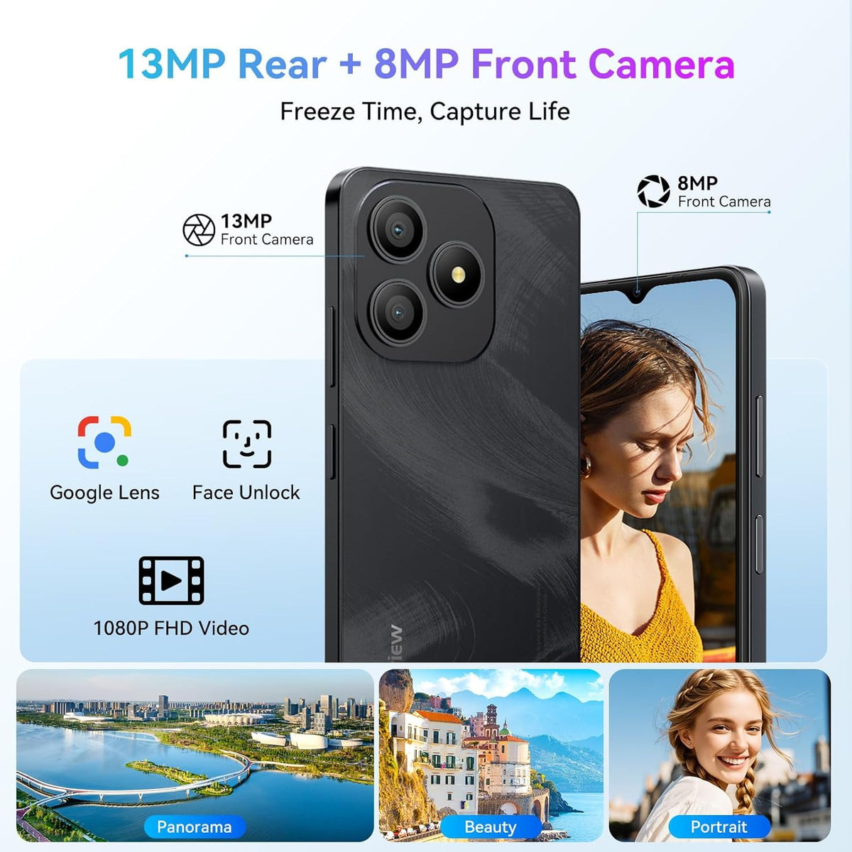Blackview WAVE 9C Unlocked Cell Phone,4G Sim-Free & Unlocked Mobile Phones,12GB+64GB/2TB,Android 15 Phone 13MP+8MP AI Camera,5000mAh/10W,Fingerprint//Face ID,5G WiFi/GPS/OTG Smartphone