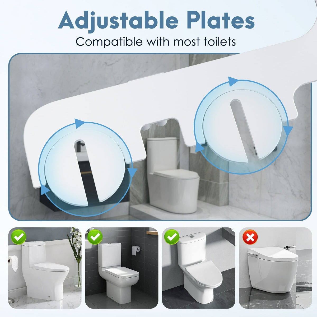 Doulami Bidet Attachment for Toilet Warm & Cold Water, Non-Electric Toilet Seat Attachment with Embedded Steel Bars, Dual Nozzle Self-Cleaning Ultra-Slim Bidet Adjustable Water Pressure