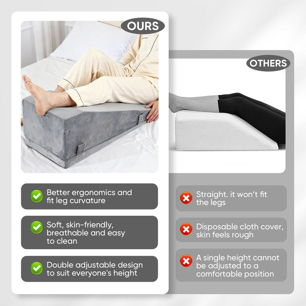 Doulami Leg Elevation Pillow for After Surgery, Adjustable Height Knee Pillow for Swelling, Support Pillow for Blood Circulation, Memory Foam Foot Rest Ankle Knee Support for Sleeping
