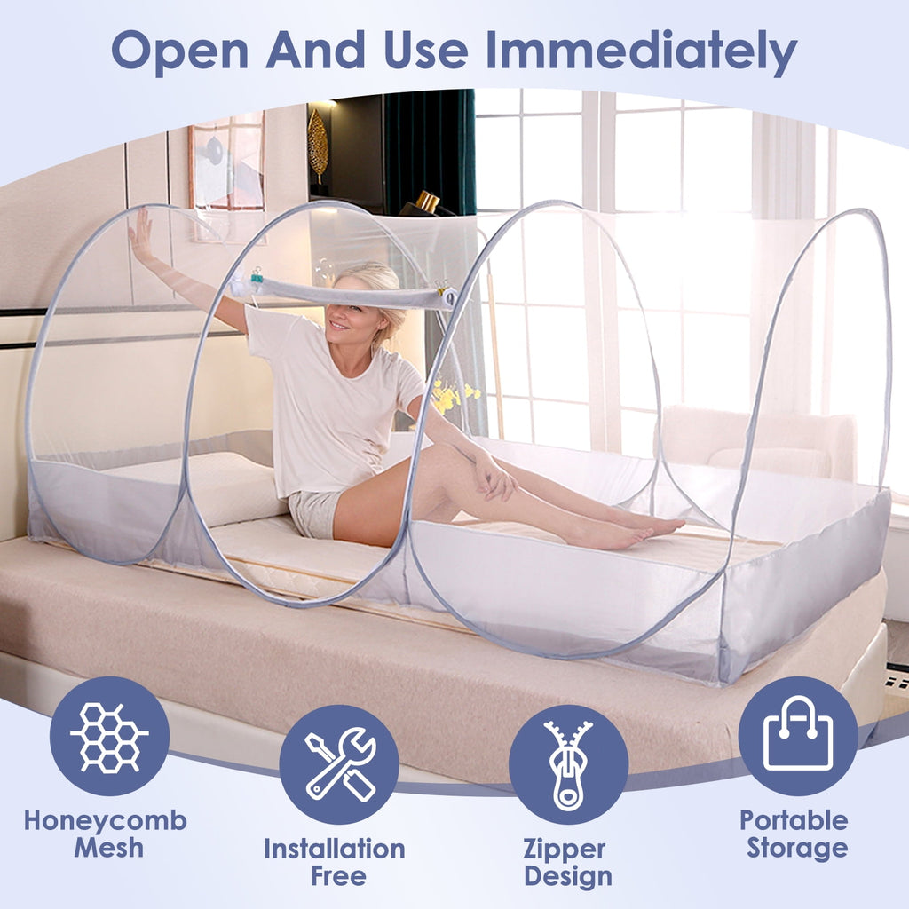Doulami Mosquito Net Foldable Mosquito Net Tent Pop Up Travel Tent Lightweight Easy Setup Tent for Camping Travel Patio Bed Dorm