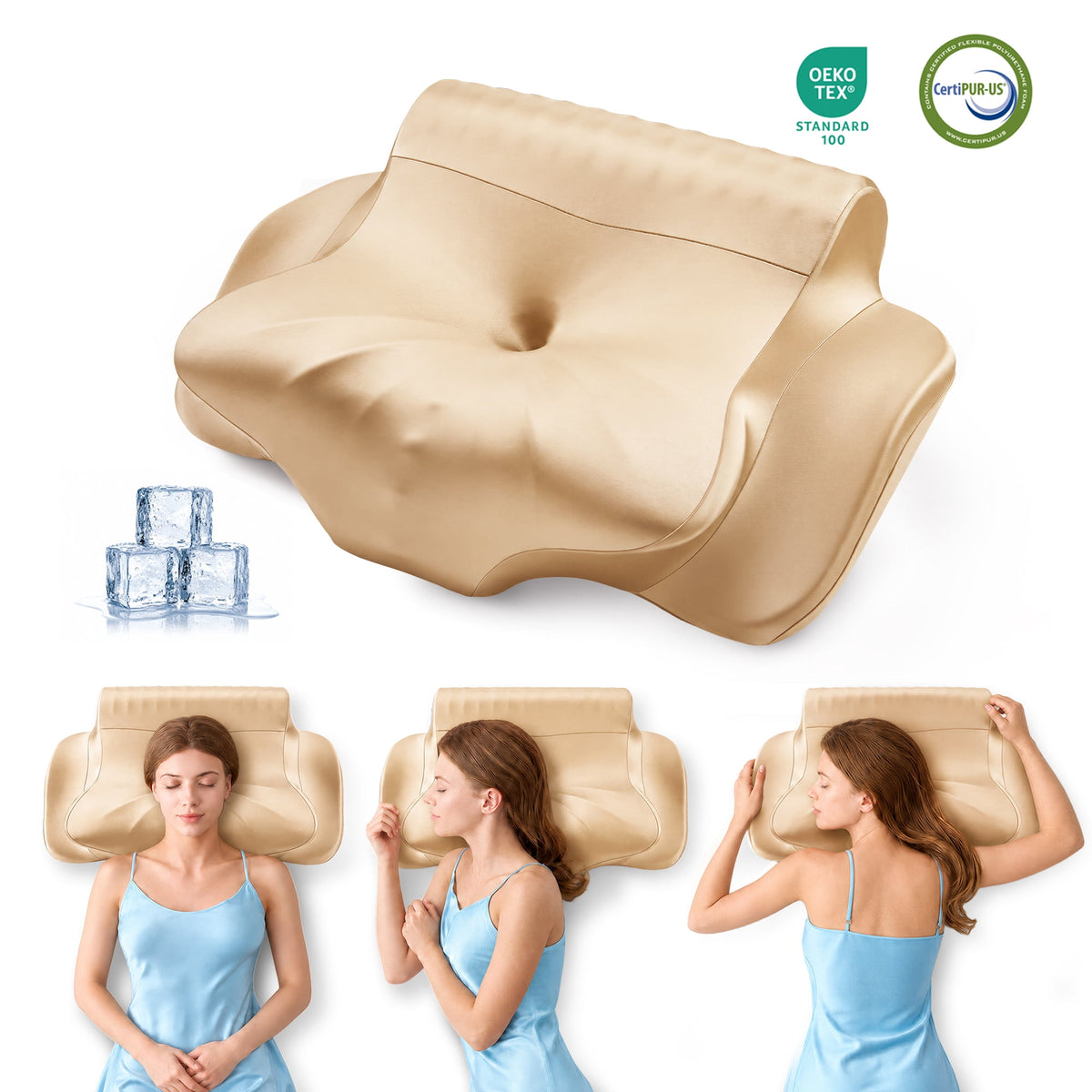 Cervical Neck Pillow - Ergonomic Side Sleeper Pillow for Pain Relief, Contour Cervical Pillow for Sleeping, Memory Foam Pillows for Neck Support, Orthopedic Bed Pillow for Back Stomach Sleepers