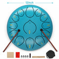 Doulami Tongue Drum 12" 13 Notes Steel Tongue Drum with Mallets and Carry Bag, C Major Hand Pan Drums, Blue