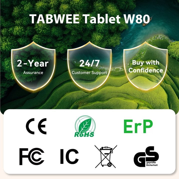TABWEE W80 10" Android 16 Tablet with Keyboard & Stylus, Unisoc T610 Octa-Core, 4G LTE (T-Mobile Only), 32GB+128GB, 120Hz FHD Display, 6000mAh, for Office Study Gaming