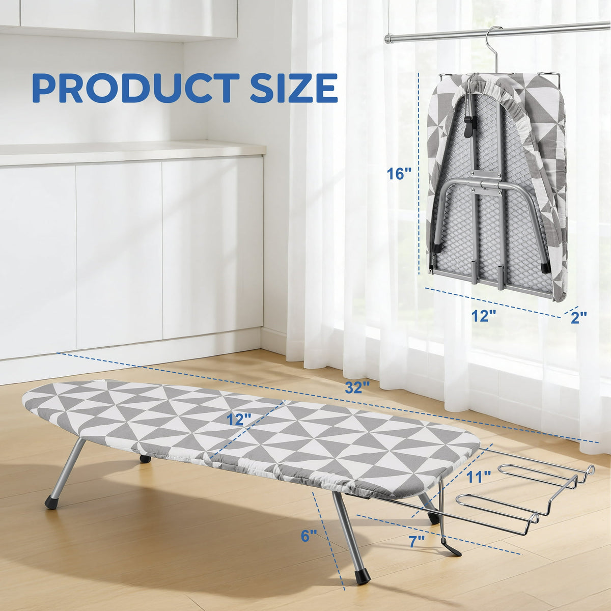 Doulami Ironing Board Tabletop Ironing Board with Iron Rest Portable Folding Iron Board for Dorms Apartment Travel