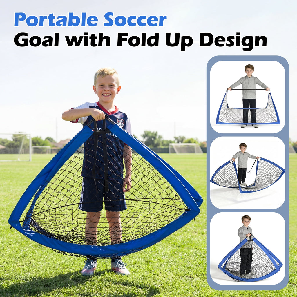Doulami Soccer Goal Portable Soccer Goals for Backyard 4x3ft Pop Up Soccer Nets Training Equipment Blue