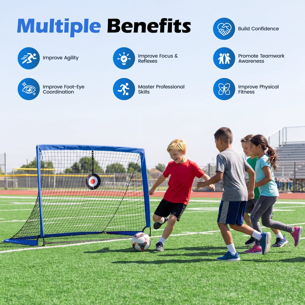 Doulami Soccer Goal Portable Soccer Goals for Backyard 4x3ft Pop Up Soccer Nets Training Equipment Blue
